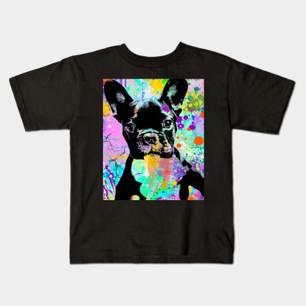 French Bulldog Lover Paint Spatter Art Unique Gift Tee Frenchie Kids T-Shirt by joannejgg